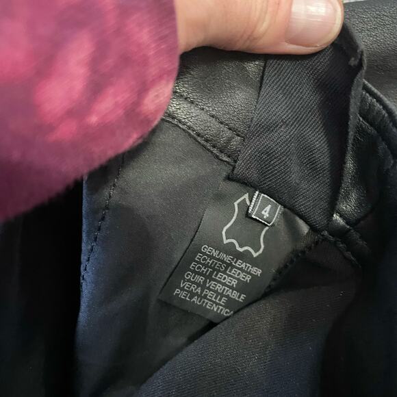 Yigal Azrouel Black Mix Medium Leather Canvas Pants Size 4 - Picture 6 of 9